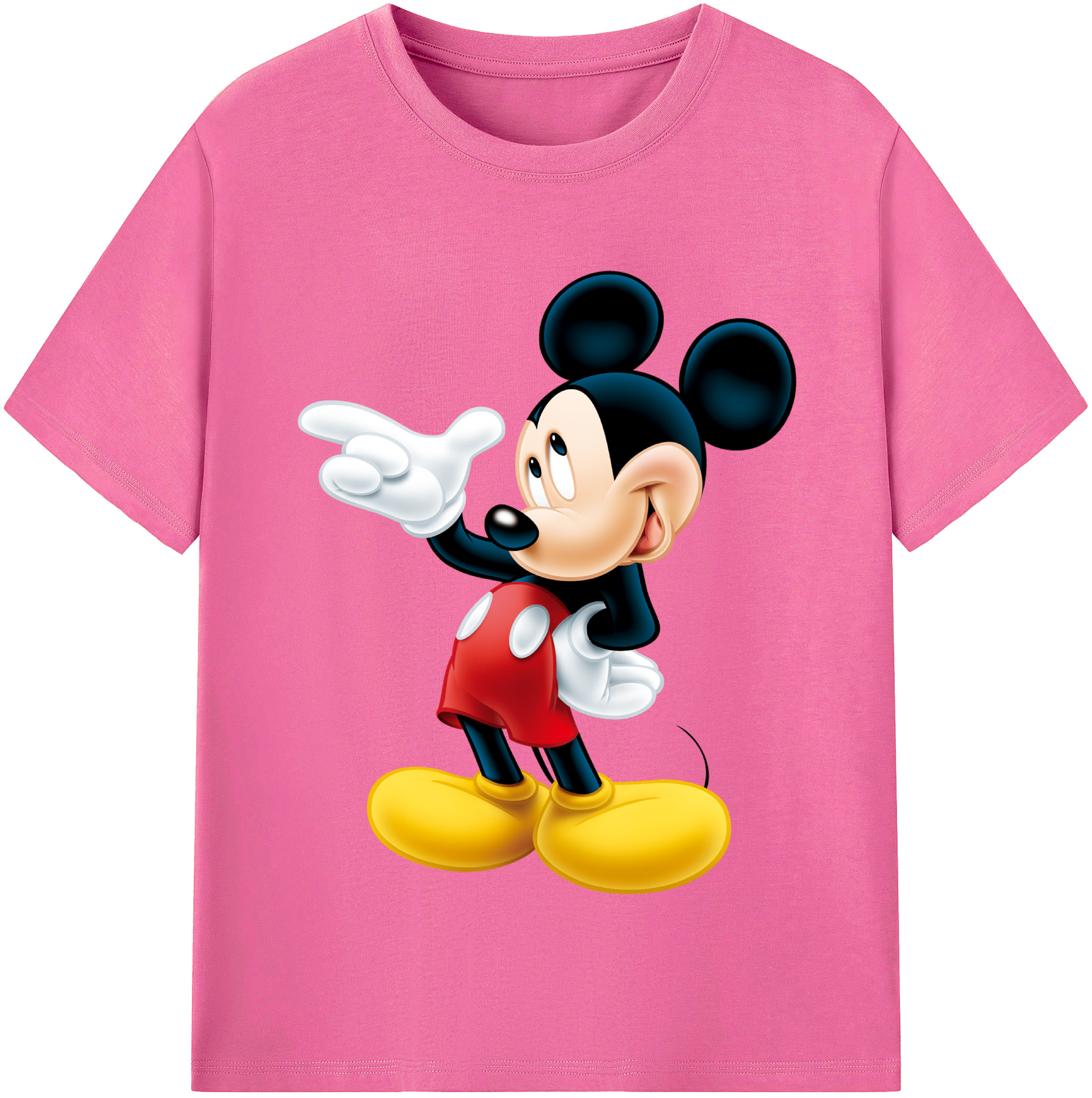 （画像用） ミッキーマウス Mickey Mouse レディースカジュアルプリントTシャツ（綿100％）